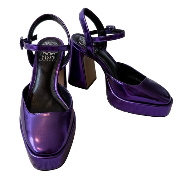 VINCE CAMUTO Martich Party Purple Ankle Strap Platform Pump Block Chunky Heels 6 - Picture 5 of 11